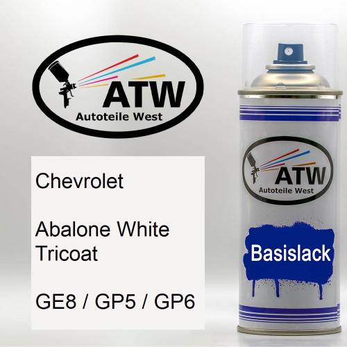 Chevrolet, Abalone White Tricoat, GE8 / GP5 / GP6: 400ml Sprühdose, von ATW Autoteile West.